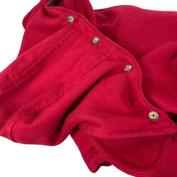 LL Bean Womens Red Wool Duffle Coat Size 6 Plaid Lining Toggle Buttons USA - Picture 4 of 9
